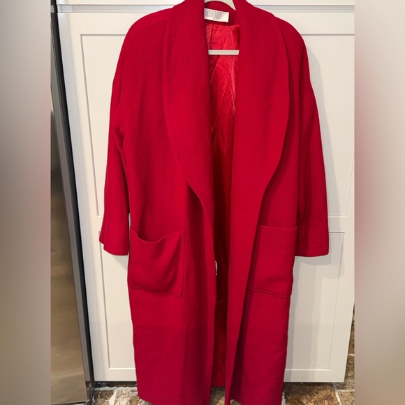 ILGWU Jackets & Blazers - Vintage 100% Camel Hair Cherry Red Longline Coat — ILGWU | Size L/XL